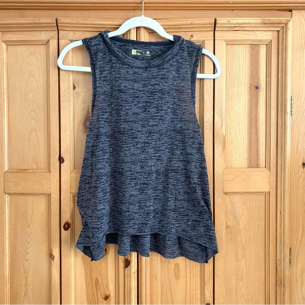 Xersion Heathered Gray Hooded Burnout Sleeveless Athletic Active Tank Top Sz M